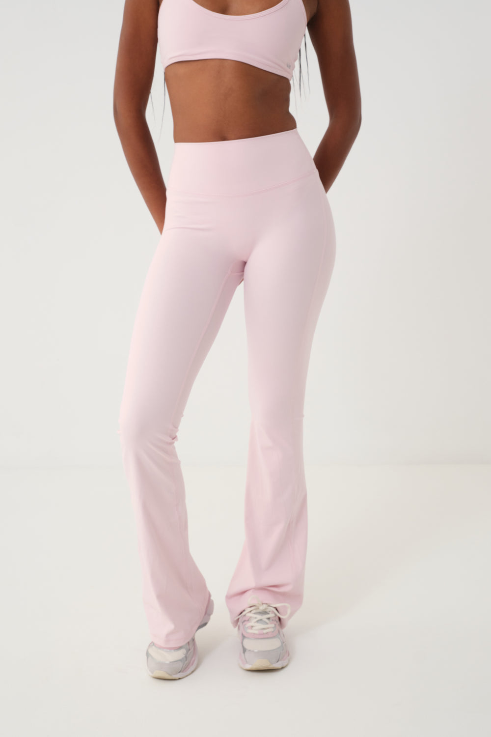 Invisible Scrunch Flare Leggings Baby Pink