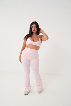Invisible Scrunch Flare Leggings Baby Pink