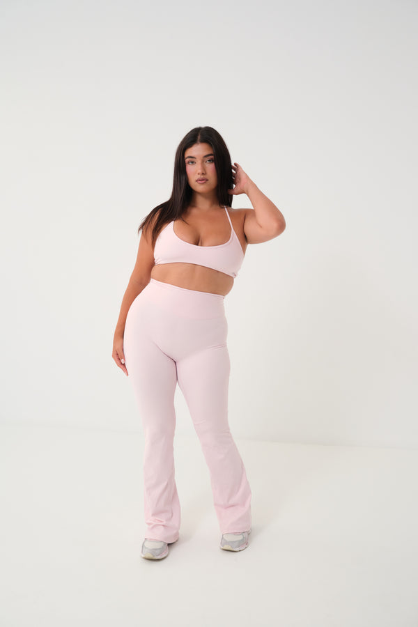 Invisible Scrunch Flare Leggings Baby Pink